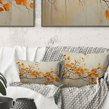 Amber Autumn Leaves - Leaves Throw Pillow